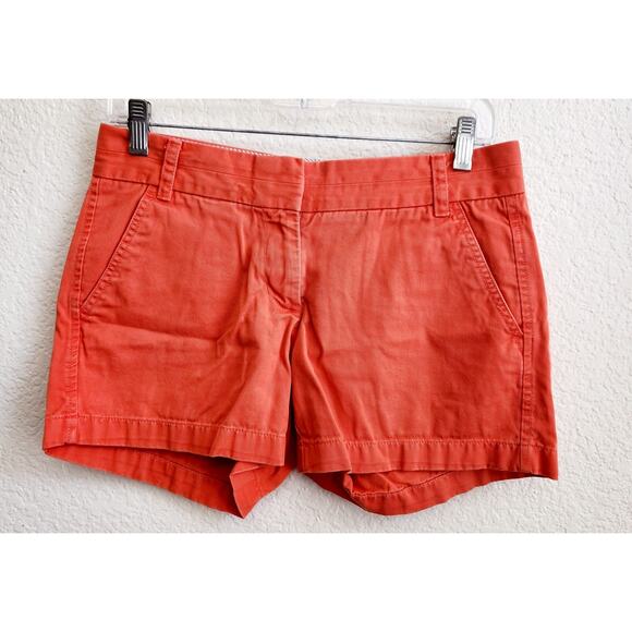 J. Crew Orange Broken In Chino Shorts 2 Lightweight Soft Flat Front Pockets - Picture 1 of 4